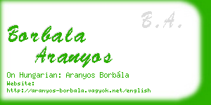 borbala aranyos business card