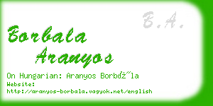 borbala aranyos business card